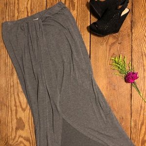Gray maxi skirt with slit
